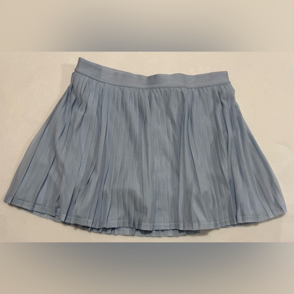 Calia Womens L Pleated Mesh Skort Court Collection In Pale Blue 2-Way Pocket NWT